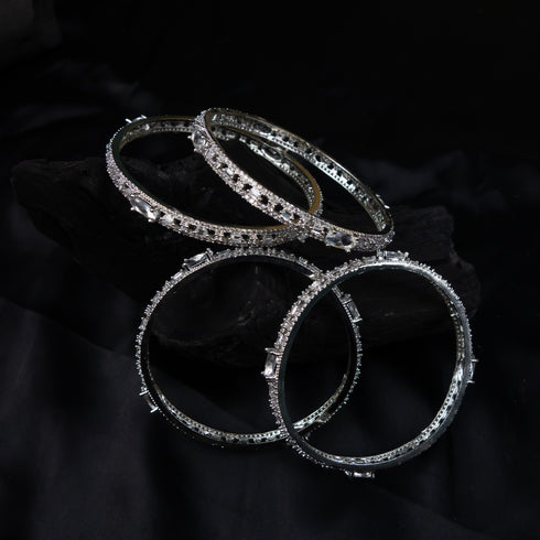 American Diamond Party Wear Silver Bangles - D95